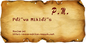 Páva Miklós névjegykártya