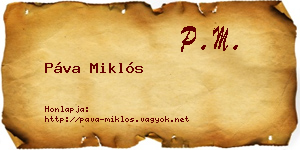 Páva Miklós névjegykártya